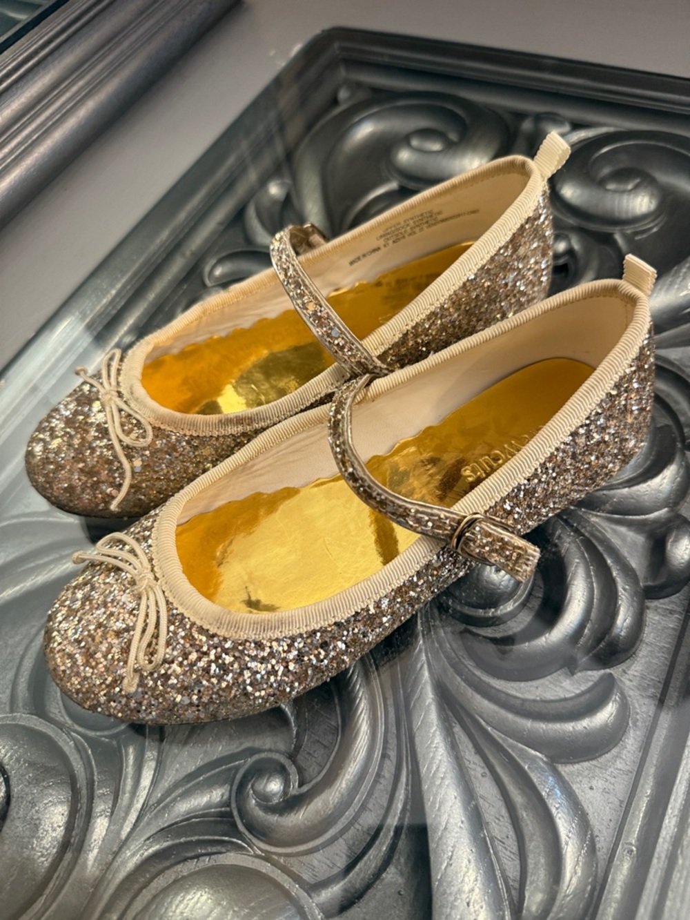 Crewcuts 1 Kids Gold Sequin Mary Jane Ballet Flats